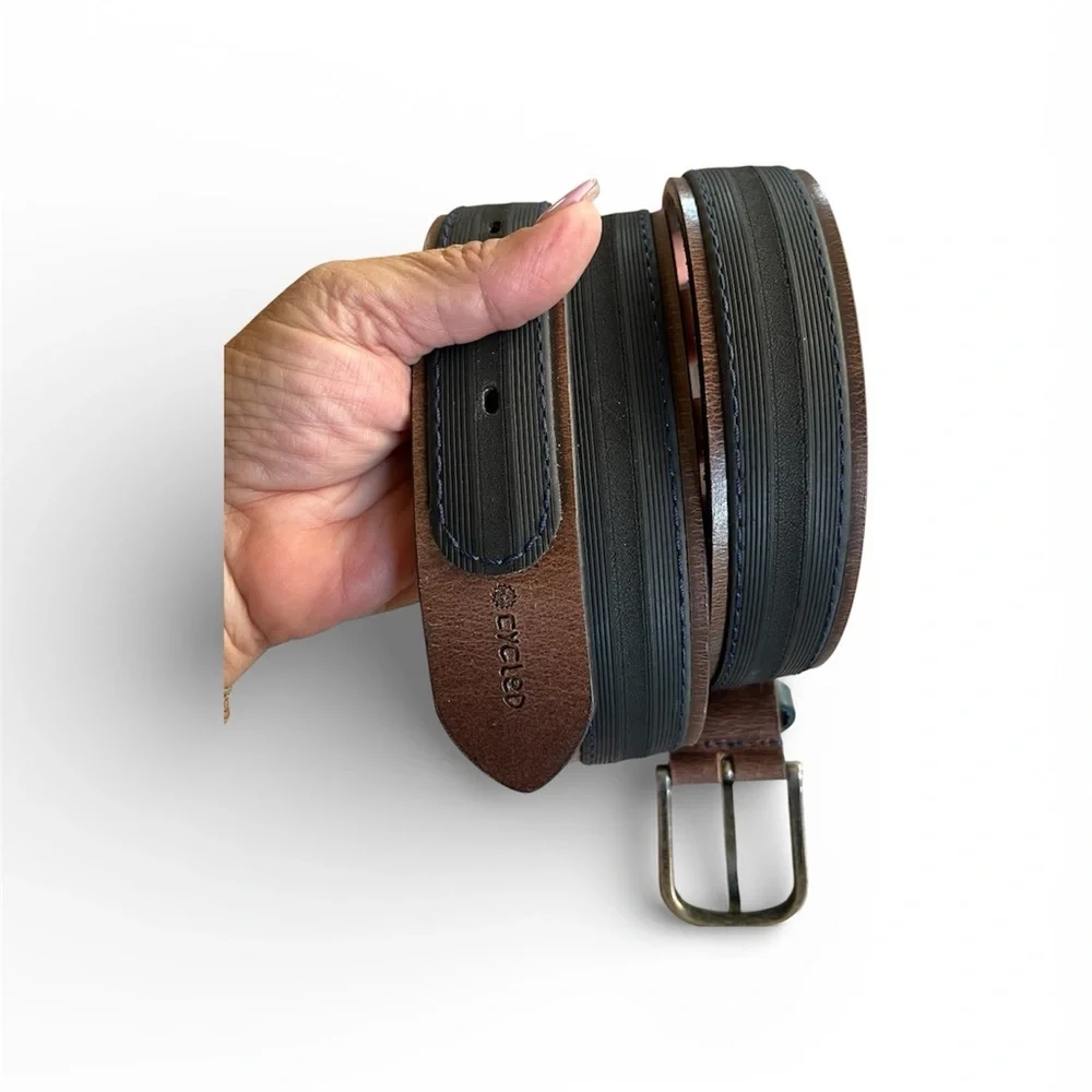 CYCLED Supercorsa Upcycled Bike Tire & Leather Belt - Made in Italy SZ 46